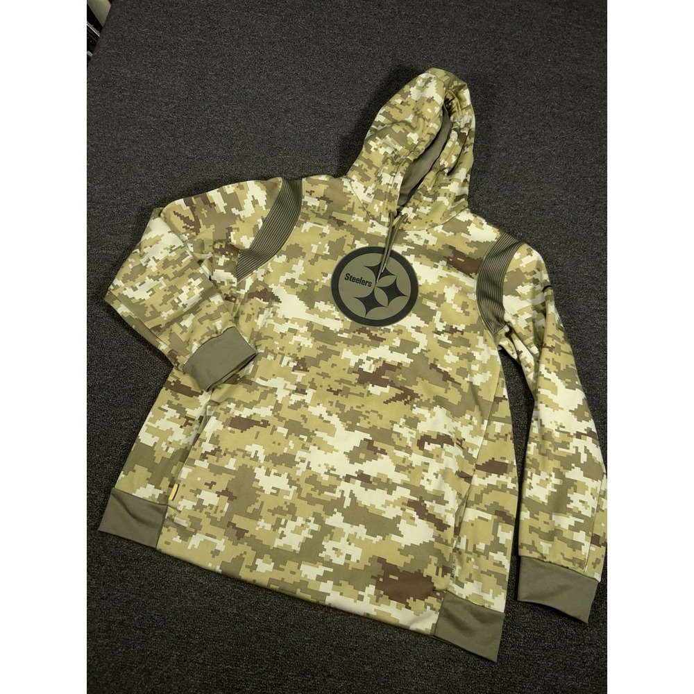 Nike Pittsburgh Steelers Salute to Service Hoodie Men's XL Green Camo OnField